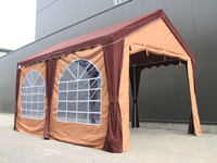 Tente de réception 3x4 avec des parois en polyester bordeaux et beige