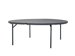 La table pliante ronde de 200 cm possède en plus un plateau pliable