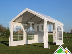 Tente de réception magnifique et ultrasolide de 3x4 m avec des fenêtres cintrées (ici avec des tubes de 38 mm)