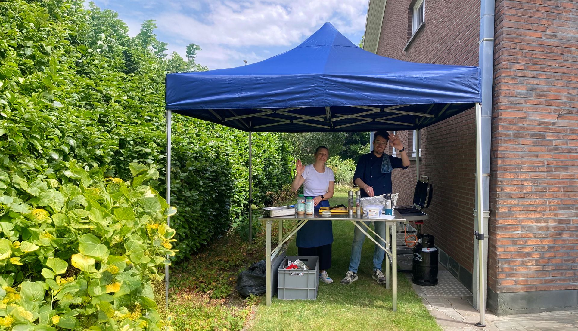 koken.eten Tente pliante bleue TecTronic Feesttenten