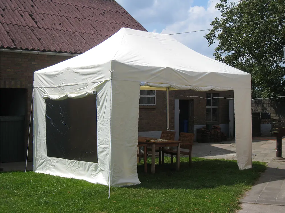 Vouwtent 3 x 4,5 m S50 ecru met zijwanden