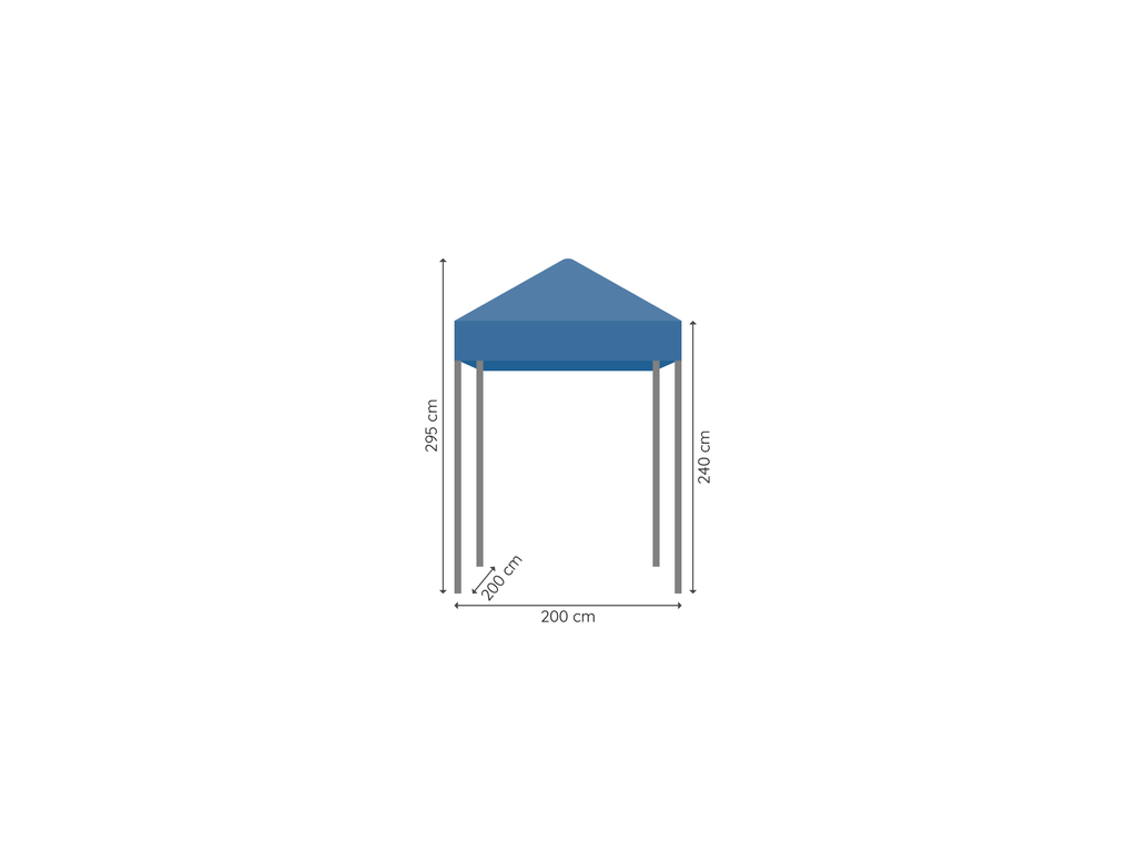 Vouwtent 2 x 2 m S30 afmetingen