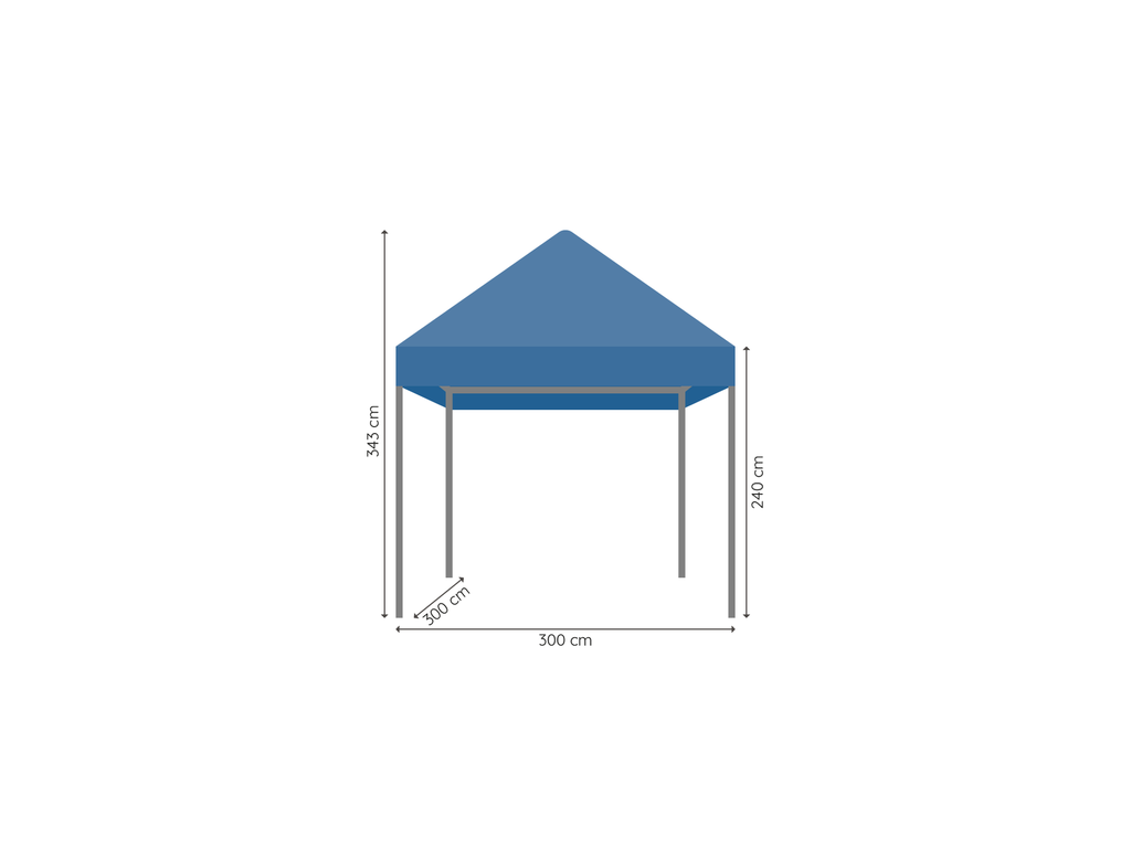 Vouwtent 3 x 3 m S50 afmetingen