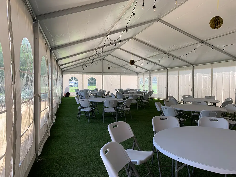 Kadertent met aluminium frame en pvc zeilen