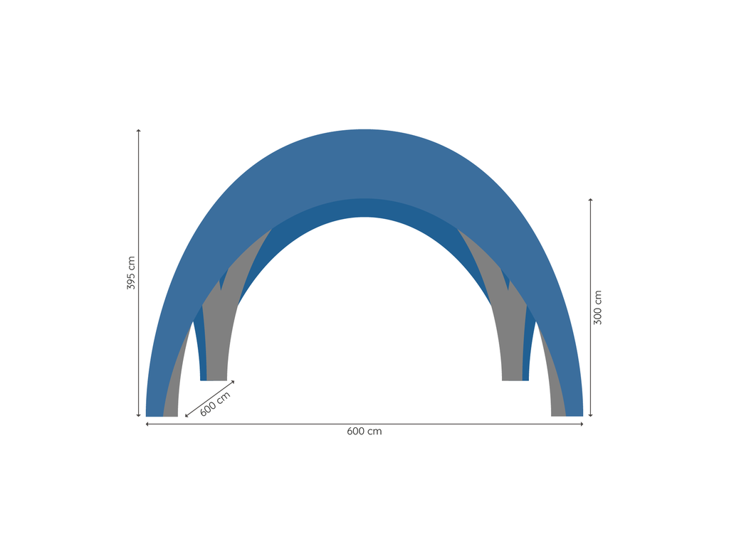 TecTronic inflatable Xspider 6 x 6 m tent afmetingen
