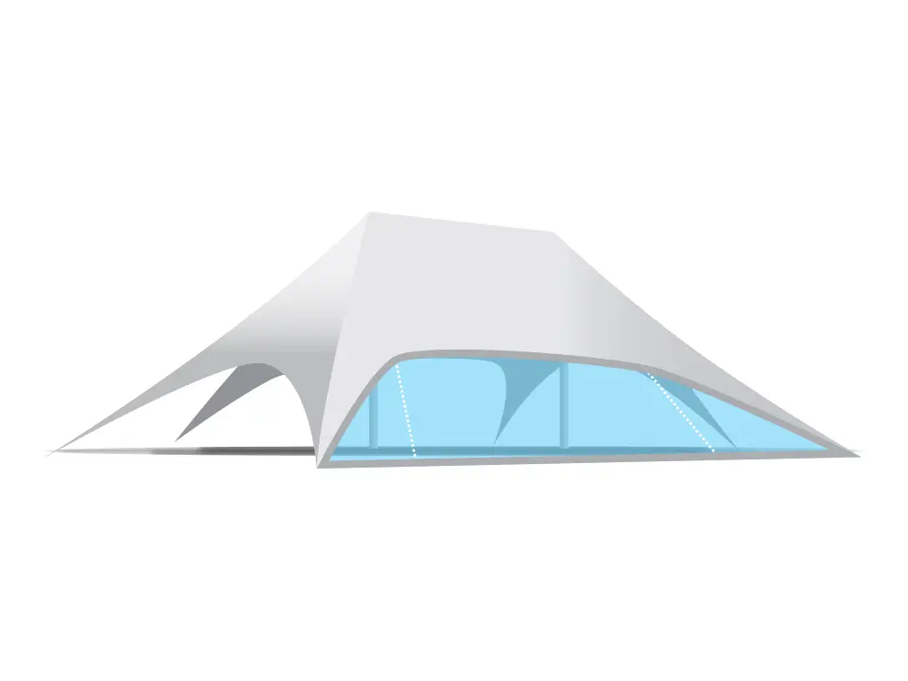 Pièce tente étoile twin 16 m : paroi pvc transparente (côté long)