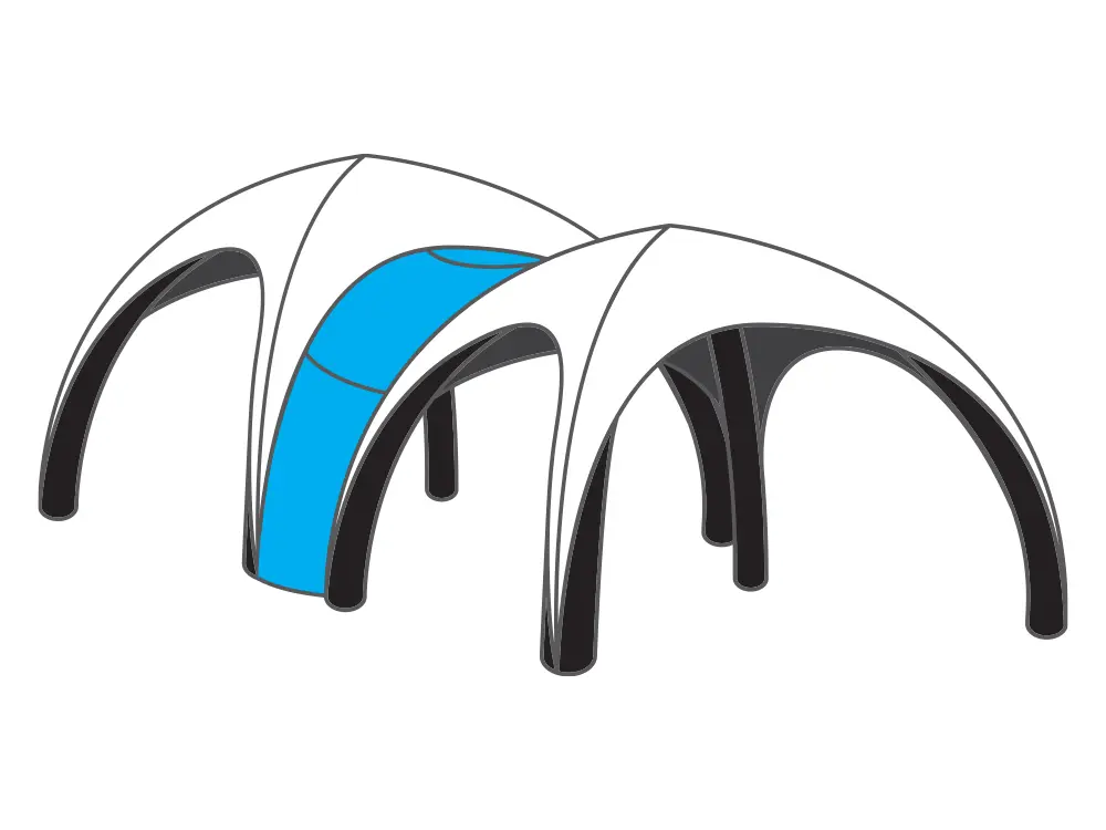 Tente gonflable : pièce de connexion imprimée