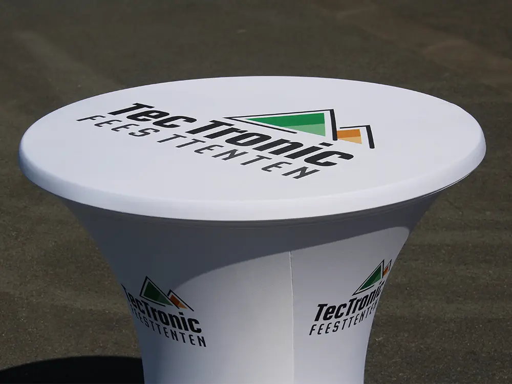Housse stretch imprimée pour table haute