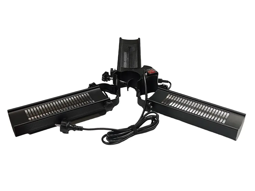 Chauffage infrarouge pliable à 3 têtes pour tente pliante