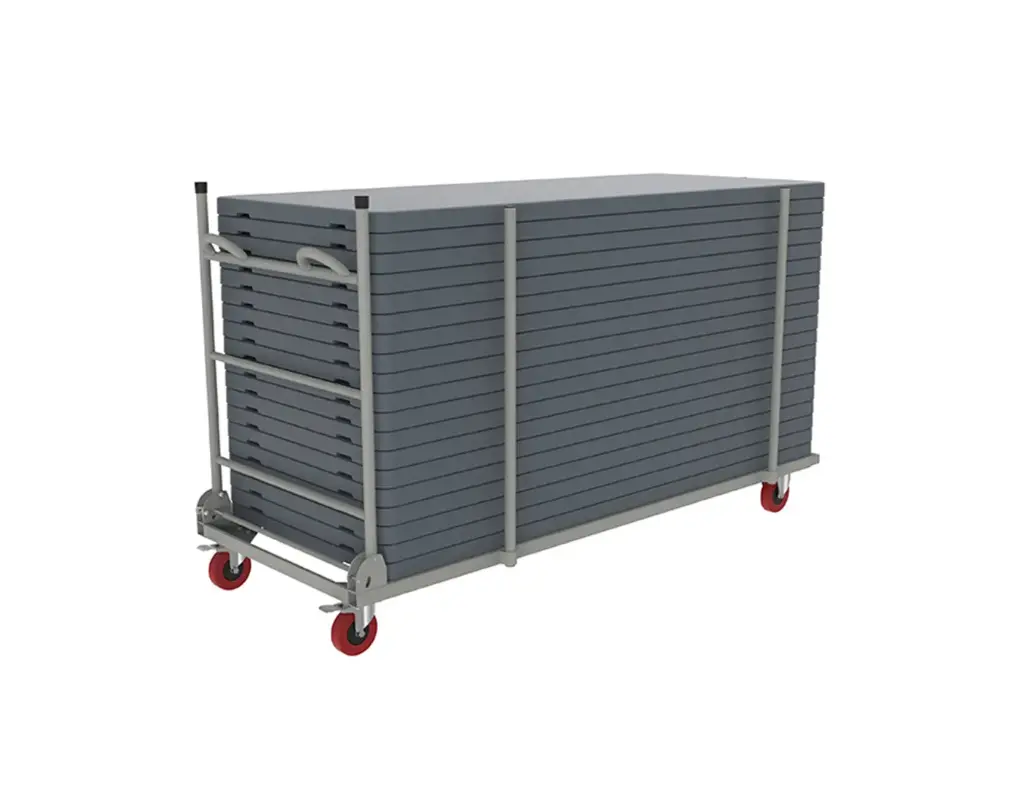 Chariot pour tables pliantes rectangulaires grises