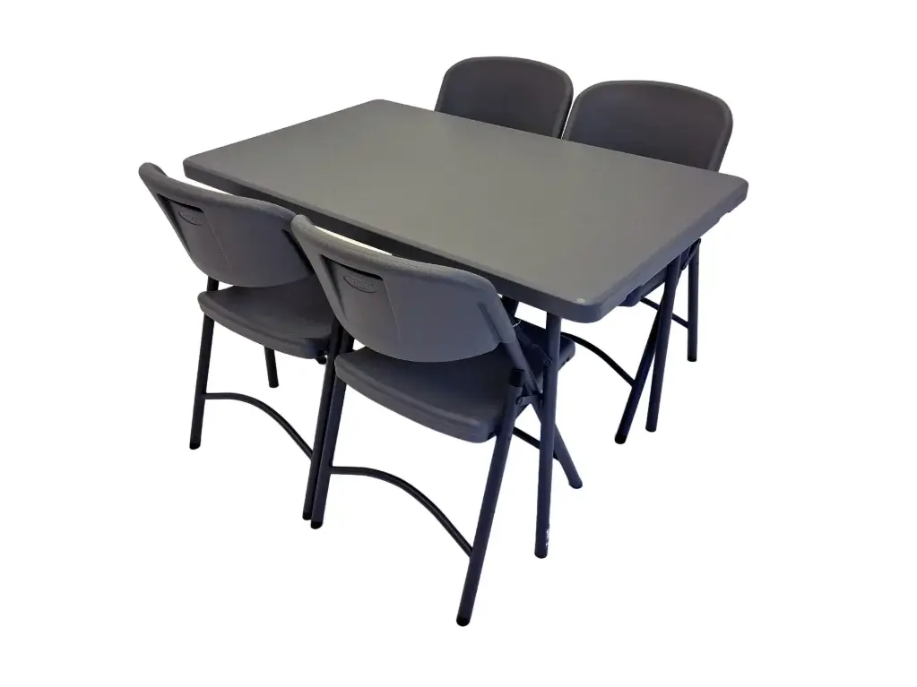 Pack promotionnel - Table 120 cm, 4 chaises pliantes pro