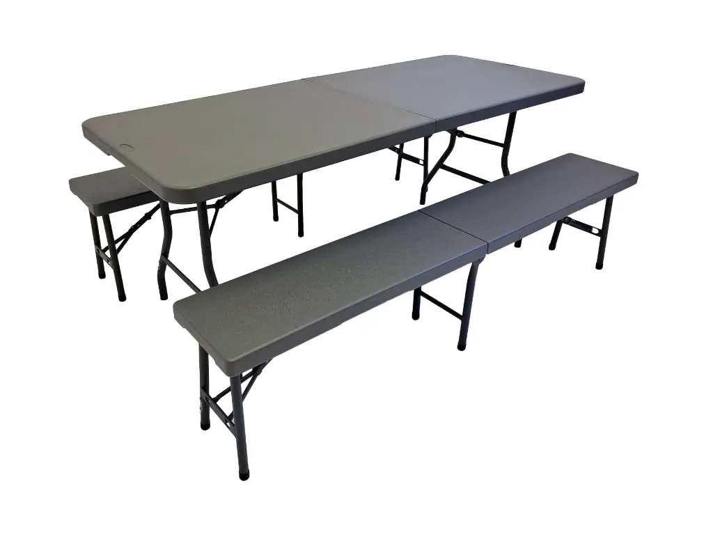 Pack promotionnel - Table 180 cm, 2 bancs pliants