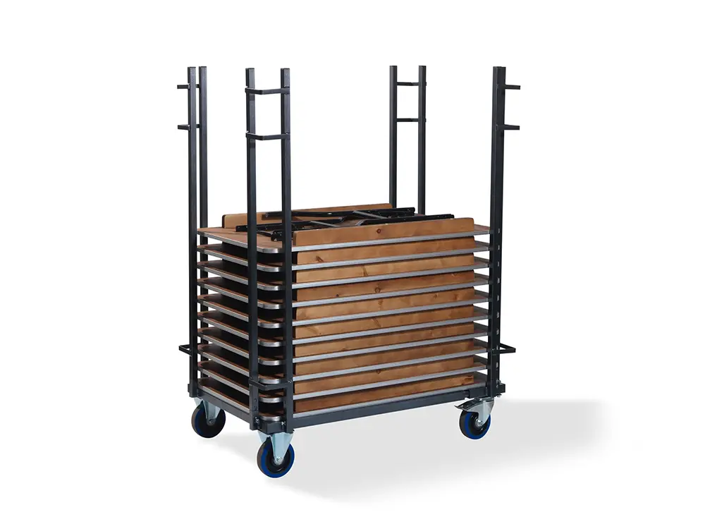 Chariot de transport pour tables pliantes en bois