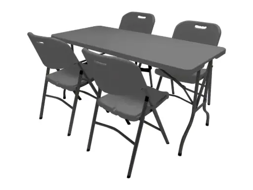 Pack promotionnel - Table 150 cm, 4 chaises pliantes pro