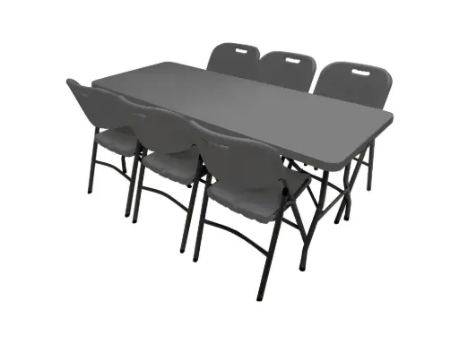 Pack promotionnel - Table 180 cm, 6 chaises pliantes pro