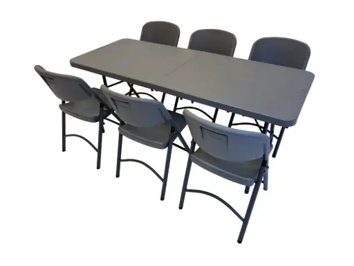 Pack promotionnel - Table 180 cm, 6 chaises pliantes pro