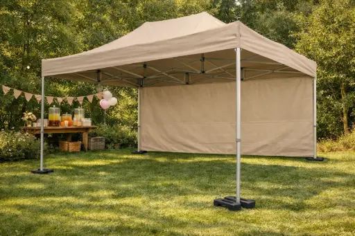 Fin de série : tente pliante 3 x 4,5 m Solid 50 pvc beige