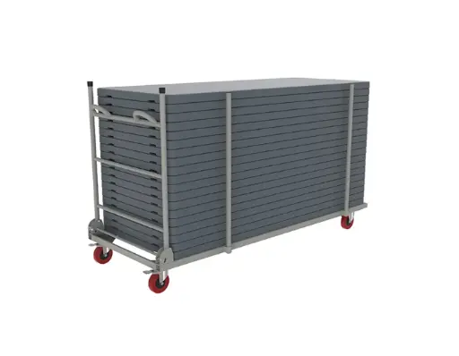 Chariot pour tables pliantes rectangulaires grises