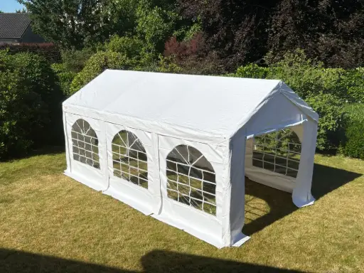 Seconde main: tente de réception 3 x 6 m pvc pro blanc (cadre au sol inclus)
